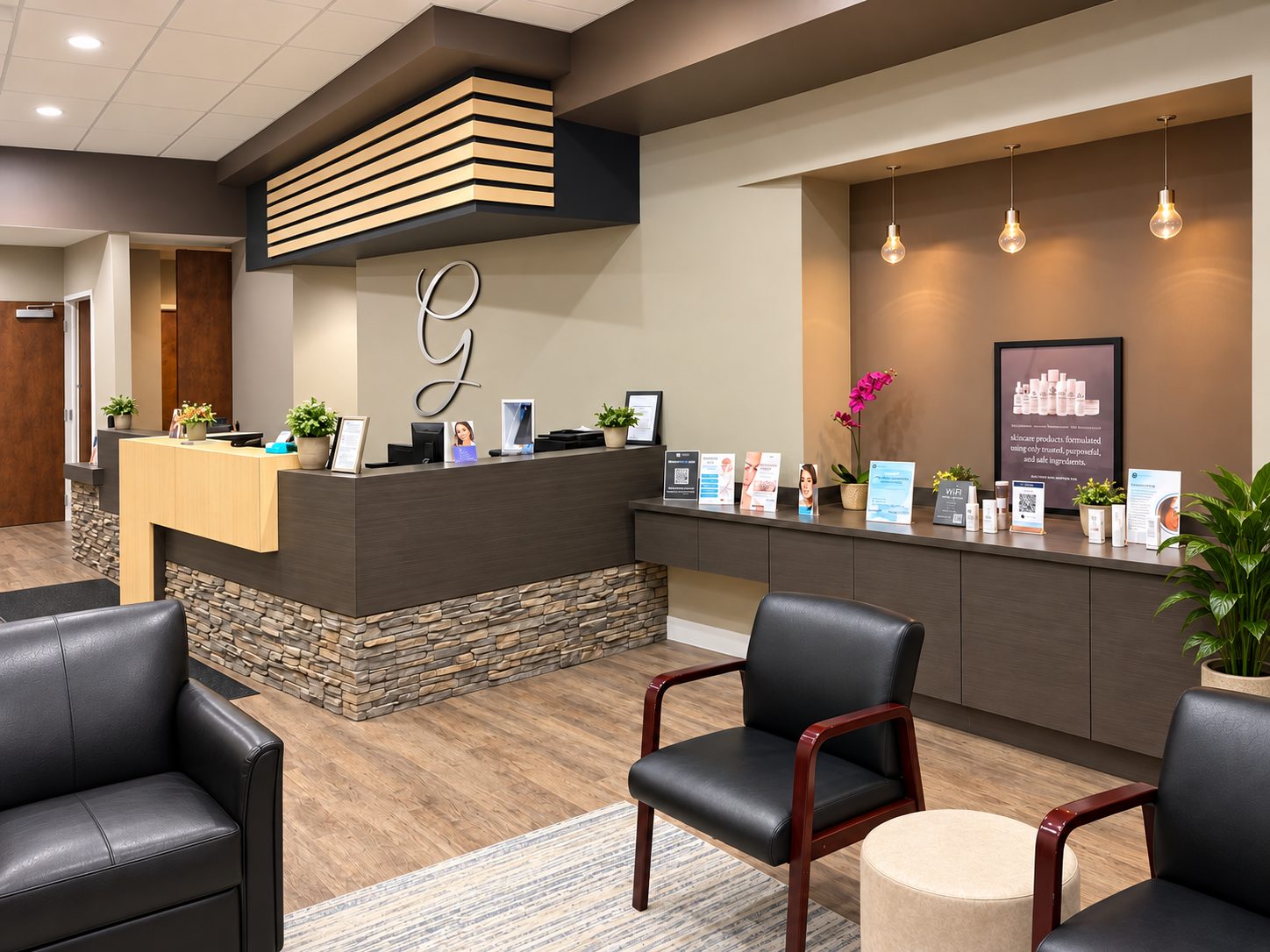 Ganger Dermatology Wixom office lobby and reception desk